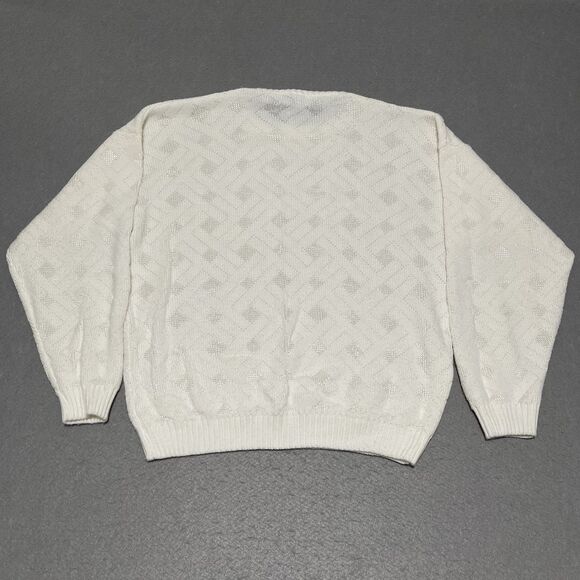 Vintage 80s Area by Tag Sweater Large Off White Acrylic Rayon Blend Made in USA - Picture 4 of 8